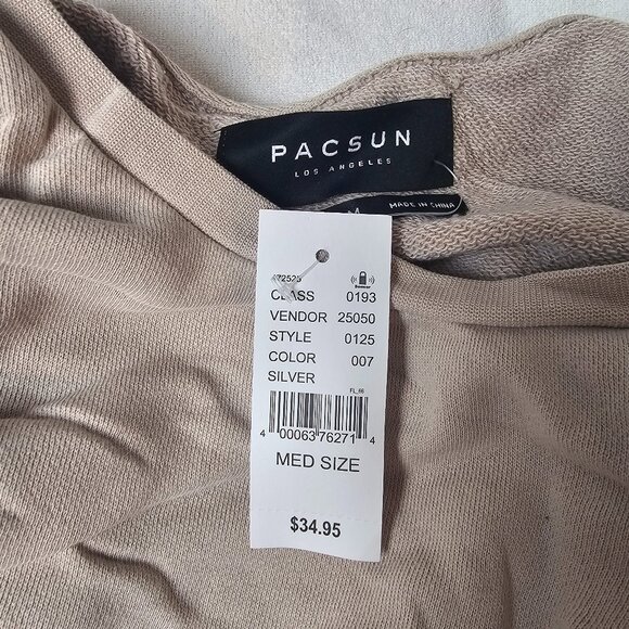 PACSUN Women's Short Sleeve Boxy Fit T-Shirt Beige Medium Relaxed - Picture 8 of 8